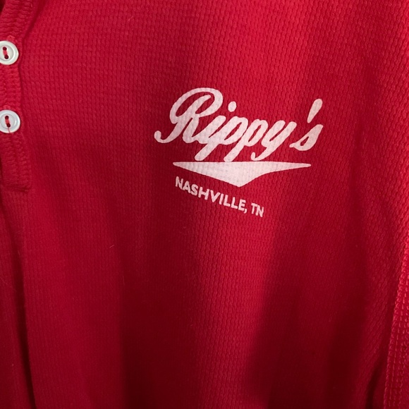 American Apparel Rippy’s BBQ Nashville Waffle Knit Souvenir Henley Tee - Picture 3 of 5
